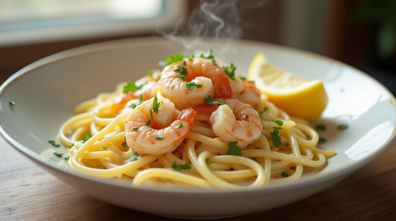 creamy garlic shrimp pasta